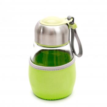 Lantelme 6071 thermotea Cristal Botella de té con colador de té y aislamiento – Tetera de émbolo verde para viaje – Senderismo y mucho más – para Bebidas Frías y calientes