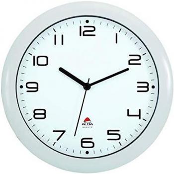 ALBA Reloj de Cuarzo Clásico de Pared, Blanco, 30.5x30.5x5 cm