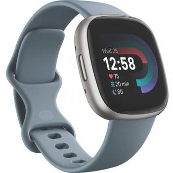 Fitbit Versa 4 Fitness GPS Smartwatch - Waterfall Blue/Platinum Aluminum