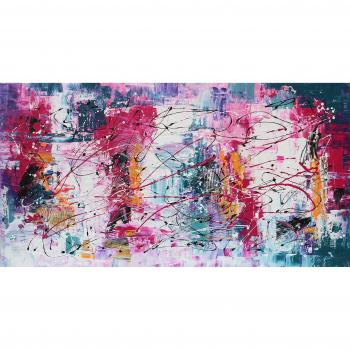 Angie Decoration Altamira Turquesa Fucsia - Cuadro, 150 x 80 cm