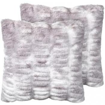 Set de 2 cojines decorativos de imitación de piel suave y esponjosa gris claro 45 x 45 cm Macodes