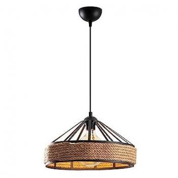 Lámpara de Techo Colgante de 1 Luz Modelo 19 - Iluminación Led Interior E27 Negro/Natural Cristal Record