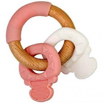 Nature ToyLlaves | Modrdedor para bebes | Con forma de llave |Color rosa