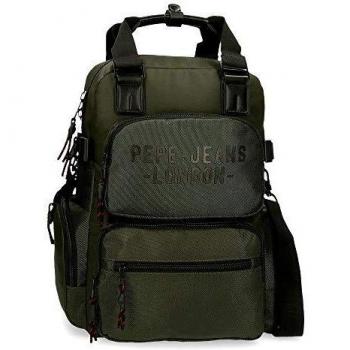 Pepe Jeans Bromley Mochila con bandolera para Portátil 13,3 Verde 28x41x16 cms Poliéster 1.84L