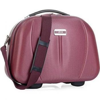 JASLEN - Neceser Mujer Rígido de Viaje Grande y Ligero. Material ABS, Maleta de Aseo Resistente. Cinta Elástica para sugeción a Trolley. Separador Interior con Espejo 56525, Color Vino