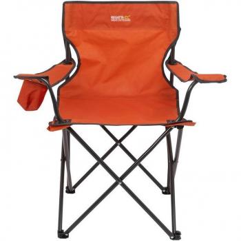 Silla de camping Regatta Isla Naranja con estructura ligera, diseño plegable, material resistente al agua, respaldo alto para mayor comodidad y mango de transporte