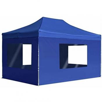 Carpa Plegable Profesional con Paredes de Aluminio 4,5x3 m Color Azul
