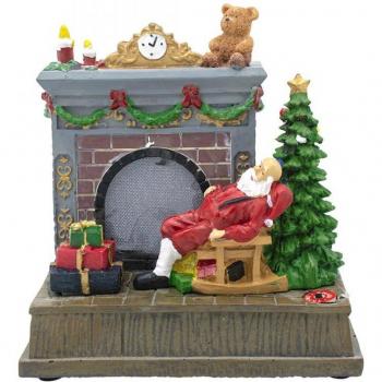 Chimenea Navideña Carrusel Santa Claus con Iluminación y Música
