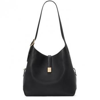 Kate Spade New York Deco Large Black Leather Hobo Shoulder Bag for Women