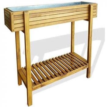 Solid Acacia Wood and Zinc Raised Garden Bed