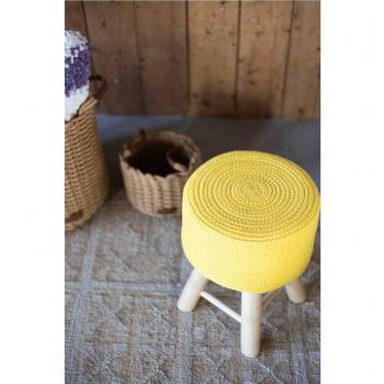 Taburete Iggy KidsDepot de algodón y madera amarillo 29 cm