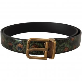 Dolce & Gabbana Multicolor Leather Vernice Pavone Bronze Metal Belt - 90 cm / 36 Inches