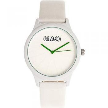 Crayo Splat Unisex Quartz Watch - White Leatherette Strap - One Size