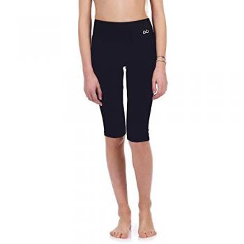Mallas Cortas Deporte Niña Leggins Capri Serenity Running Fitness Yoga Gimnasio Ditchil Talla 8 Color Negro y Gris