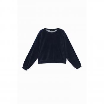 Desigual Blue Cotton Sweater - S, Sweatshirts, female, Blue, Size: S, Long-sleeved, Round Neck