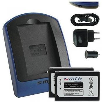 2 Baterìas + Cargador (USB/Coche/Corriente) para BP1410 / Samsung Smart Camera NX30, WB2200F - con Infochip 100% decodificado