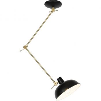 Lámpara de techo retro negra con bronce Milou, acero alargada, adecuada para LED, max. 1 x 25 Watt
