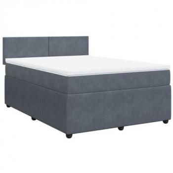 Cama box spring con colchón de terciopelo gris oscuro 160x200 cm