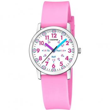 Reloj Infantil Calypso K5825/2 Digital Blanco con Correa de Caucho Rosa