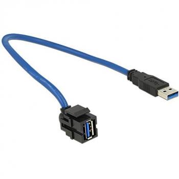 Adaptador Keystone USB 3.0 A Macho/Femmina 250° con Cable de 0,5 m Azul
