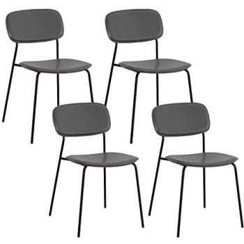 Conjunto de 4 sillas ergonómicas de PVC grises para cocina y oficina - Hani