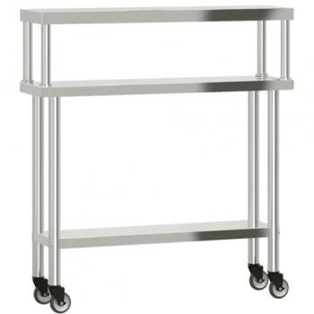 Mesa de Trabajo para Cocina con Estante de Acero Inoxidable 110x30x120 cm