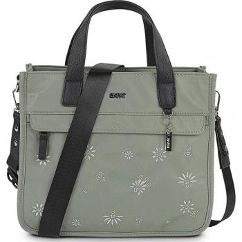 Bolso de mano multiposición SKPAT 314381 para mujer, color kaki, con bandolera adicional y cremallera, fabricado en cuero sintético suave, elegante y grande, con correa ajustable