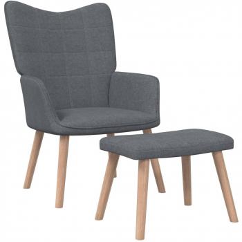 Silla de relajación con reposapiés de tela gris oscuro vidaXL