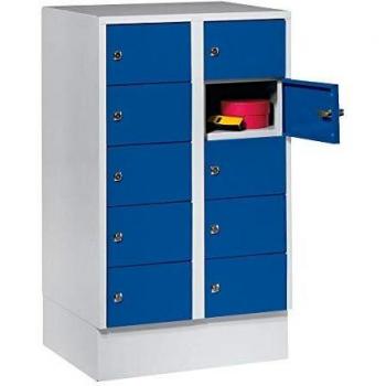 Armario de Compartimentos Pequeños Wolf 978967, 10 Scompartimentos, Acero, Cerradura Cilíndrica, Dimensiones B 600 x H 965 mm, Color Gris Claro RAL 7035 y