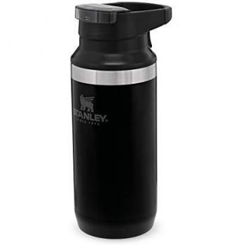 Stanley Adventure Series Switchback Travel Mug .35L Matte Black 18/8 Stainless Steel Double-Wall Vacuum Insulation Water Bottle Leakproof + Packable One Hand Push Button Lid Dishwasher Safe