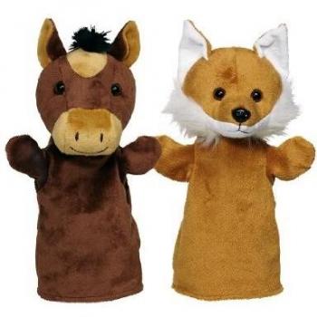 Set de 4 Marionetas de Mano Animales Arino, Funu, Wassti y Baru, Juguetes de Tela para Niños