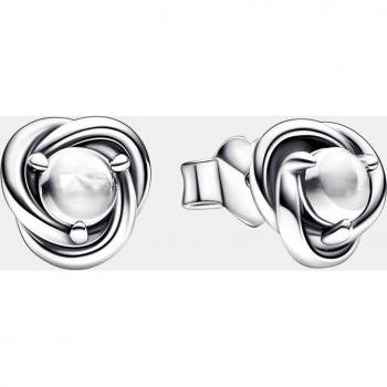 Pandora April Birthstone Silver Eternity Circle Stud Earrings