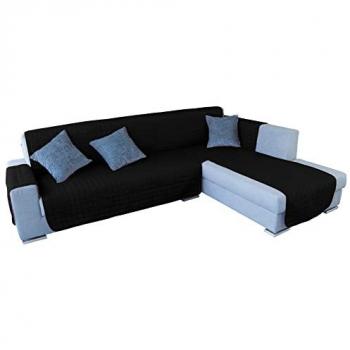 Funda de sofá chaise-longue 4 Plazas ELEGANT REVERSIBLE - ADAPTABLE A AMBOS LADOS Negro WELLHOME