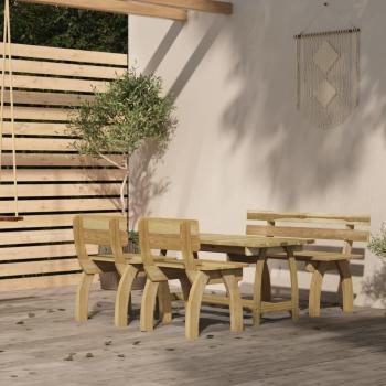 Juego de comedor de jardín 4 piezas madera de pino impregnada marrón