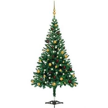 vidaXL Artificial Pre-lit Christmas Tree with Ball Set 210cm 910 Branches