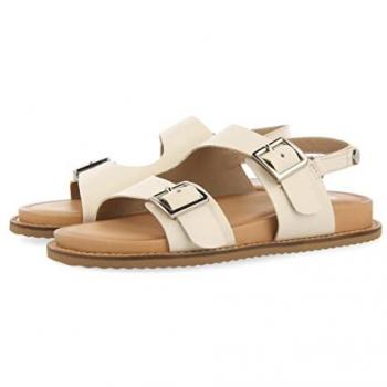 Sandalia Bio de Piel Off-White con Hebilla para Niña Lanusei