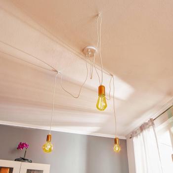 Lámpara colgante Spark 3 luces blanco-cobre Emibig Lighting