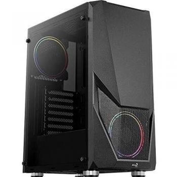 Caja PC Aerocool Zauron Saturn FRGB G V2 - Torre Media ATX - Sin Alimentador - Negro - Panel Lateral de Vidrio Templado