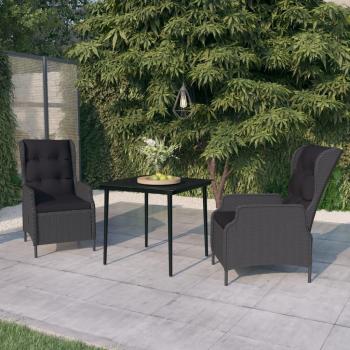 Juego de Comedor de Jardín 3 Piezas Gris Oscuro - Incluye Mesa y 2 Sillas, Diseño Elegante para Exterior, Ideal para Terraza, Patio o Balcón