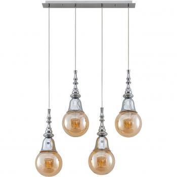 Lámpara colgante Gesja de Lucande, moderna, 4 luces, color cromo, hecha de metal, compatible con bombillas E27, ideal para salón y comedor