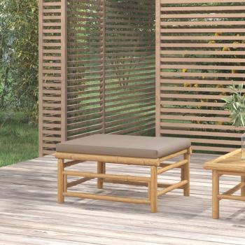 vidaXL Bamboo Garden Footstool with Taupe Cushion