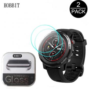 Protector de Pantalla 2 Piezas de Cristal Templado para Reloj Inteligente Amazfit Stratos 3 GPS, Antiarañazos y a Prueba de Explosiones, Película Transparente Sin Burb