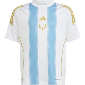 Camiseta de fútbol Adidas Messi manga corta blanca infantil
