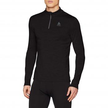 Odlo SUW Top Turtle Neck 1/2 Zip L/S Natural Unterhemd, otoño/Invierno, Hombre, Color Black - Black, tamaño Small