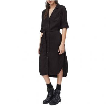 Pepe Jeans Edan Black V-Neck Button Shirt Dress for Women Size 2XS
