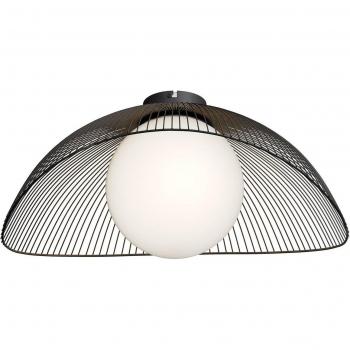 Lámpara de techo Fabronia moderna en negro, hecha de metal, con rejilla y bola, para salón y comedor, 1 llama E27