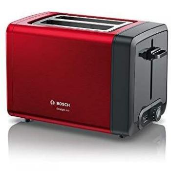 Tostadora Bosch TAT4P424 - Modelo de última generación con 970W de potencia y diseño en Negro y Rojo