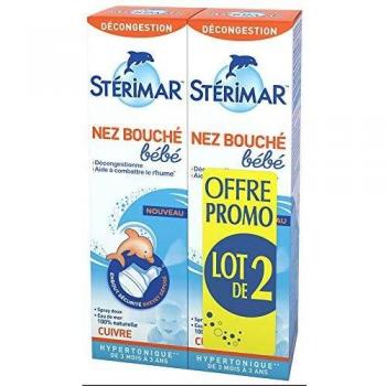 Sterimar Spray Nasal Descongestionante Bebé 2x100ml Enriquecido con Cobre para Niños de 3 Meses a 3 Años