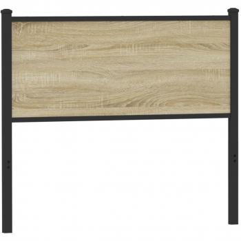 Cabecero de cama de madera de ingeniería y acero roble Sonoma 100 cm, color marrón