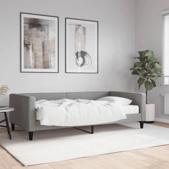 Sofá cama con colchón de tela gris claro 100x200 cm